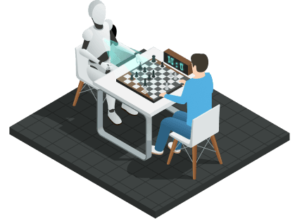 Robot playing chess with human